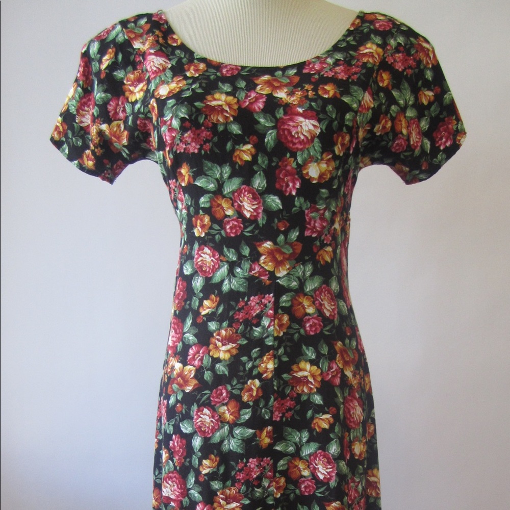 1990s floral midi-dress